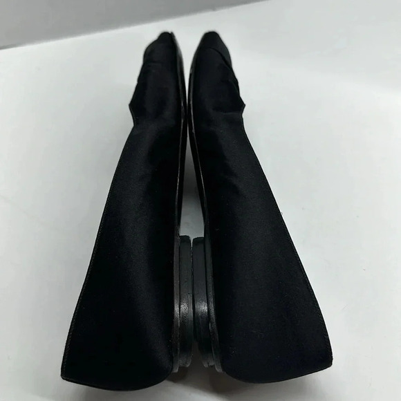 Giorgio Armani Ballet Flat Shoes Slip On Peep Toe Satin Black Size 36 US 6 - Picture 6 of 10